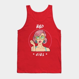 Bad Girl Feminist Pink Hair Girl Power Retro Cartoon 90s Nostalgia Tank Top